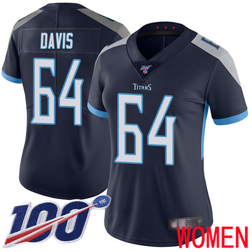 Tennessee Titans Limited Navy Blue Women Nate Davis Home Jersey NFL Football #64 100th Season Vapor Untouchable->youth nfl jersey->Youth Jersey
